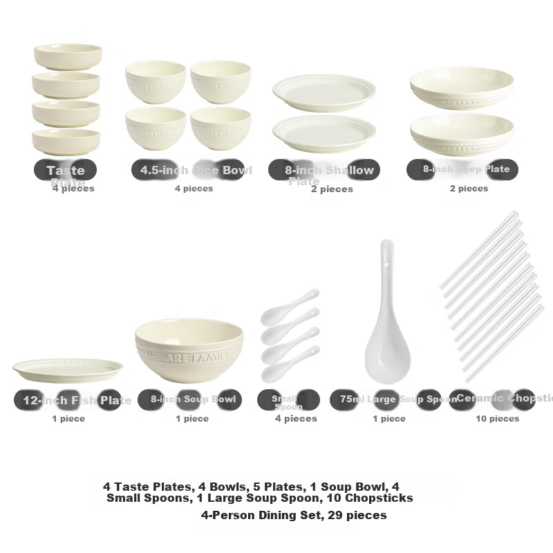 Banwushenghuo 29-Piece French Style Ceramic Dinnerware Set