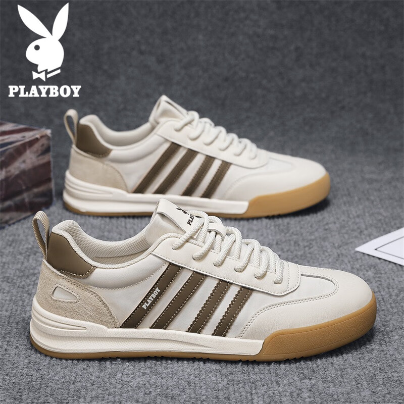 PLAYBOY Men's Casual Skateboard Shoes Beige 42