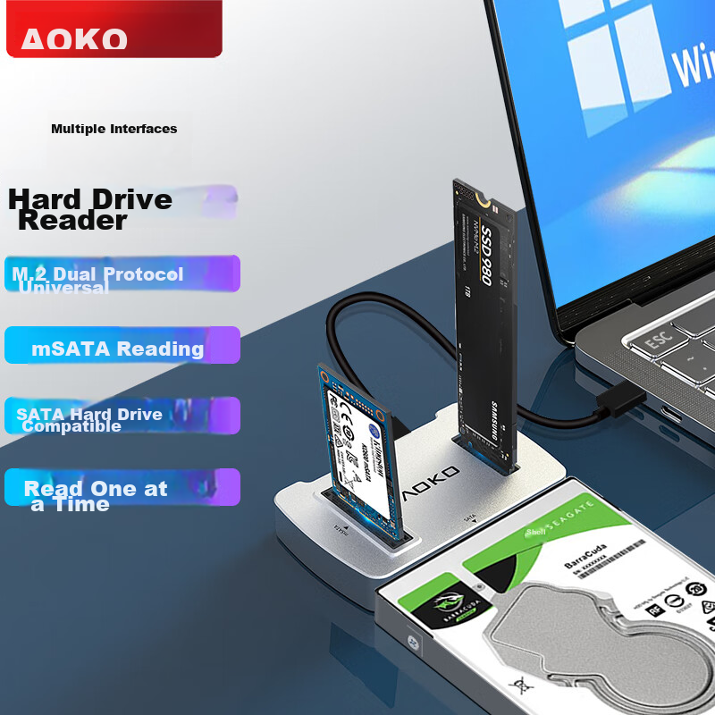 AOKO M.2 Dual Protocol + mSATA + 2.5/3.5" SATA Enclosure