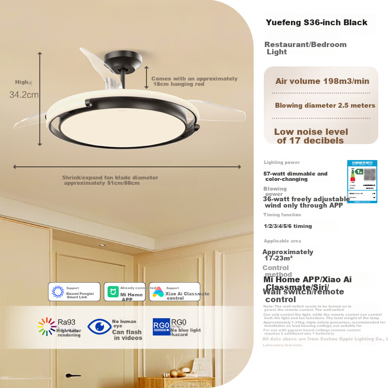 OPPLE Smart Fan Light with LED and Xiaomi Control
