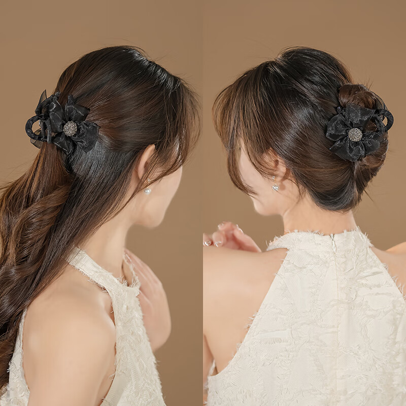 CHIMERA Mesh Hair Clip for Women, Black Shark Bun Maker