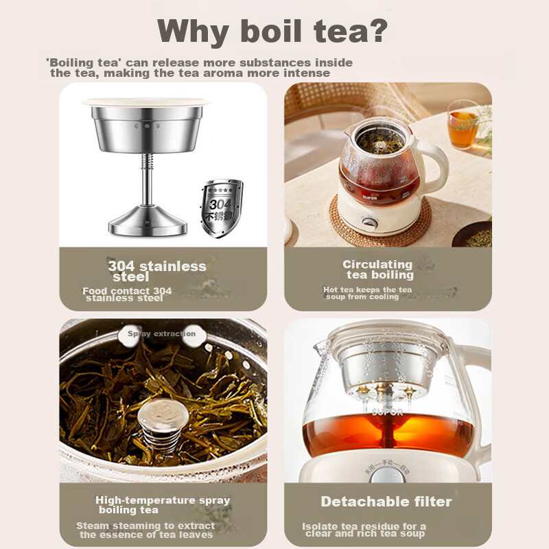 SUPOR 1L Electric Tea Maker with Steam Spray