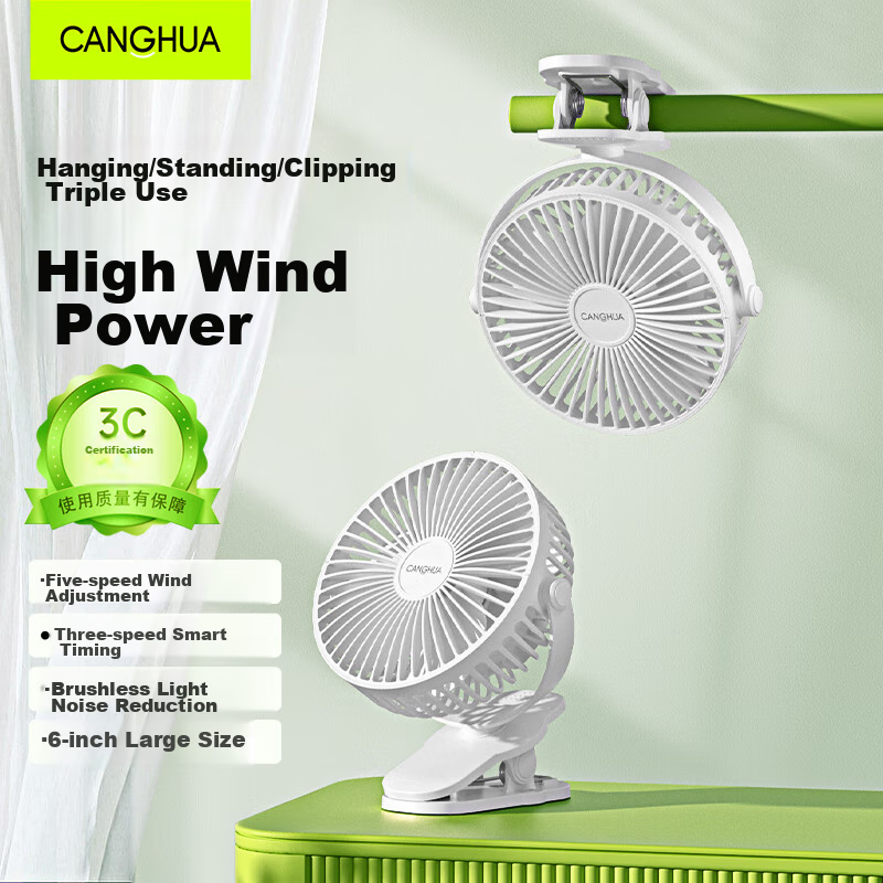 CangHua Mini USB Desk Fan with Clip