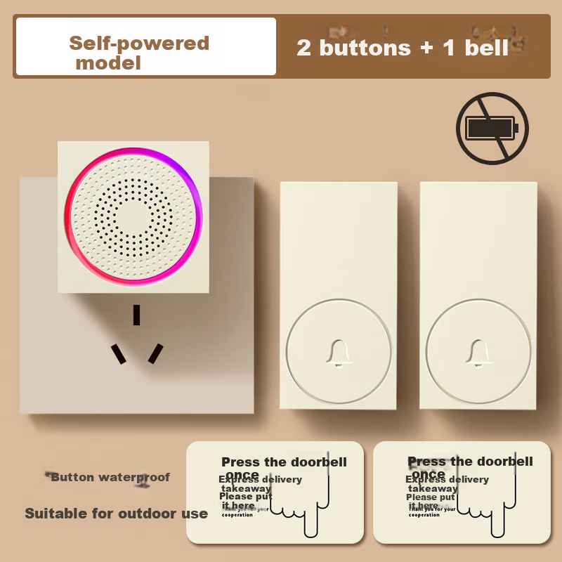 Advent Wireless Doorbell with Colorful Light-Up Self-Charging