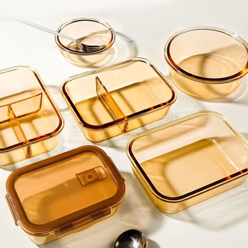 Xilekou Cilock Heat Resistant Glass Lunch Box Amber 1040ml