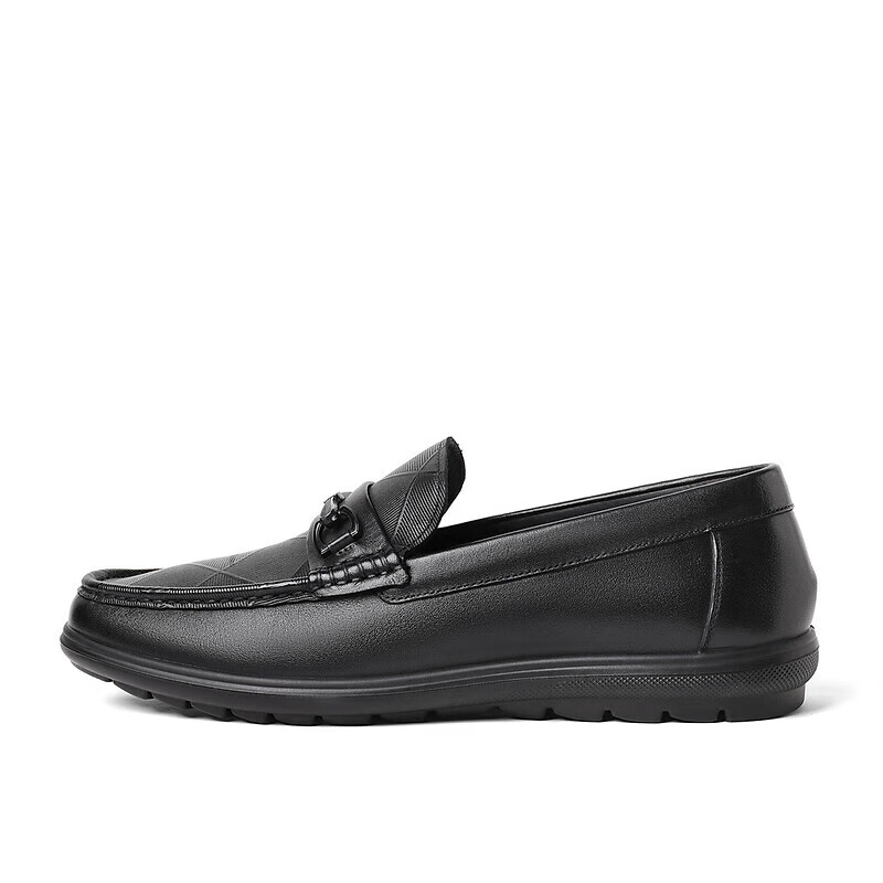 SENDA Men's Black Casual Leather Loafers
