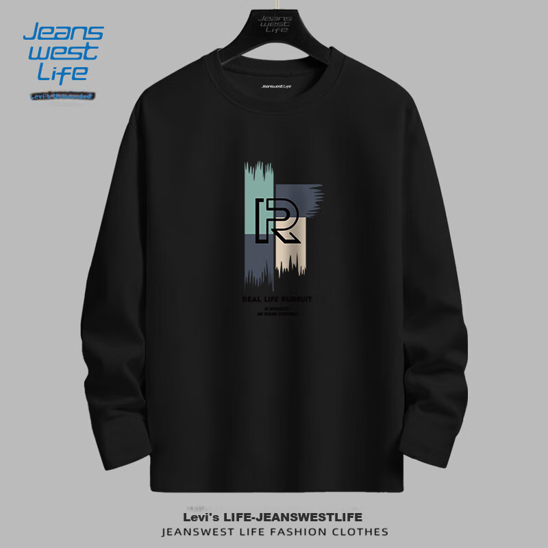 JEANSWEST Life Long-Sleeve Cotton T-Shirt for Men