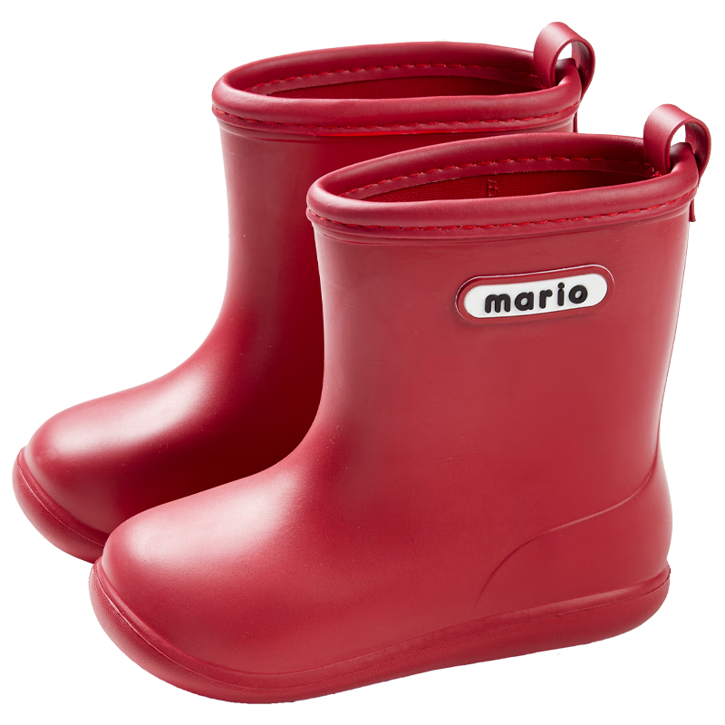 Cheerful Mario Kids Rain Boots - Wine Red