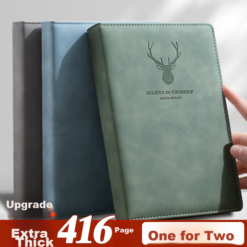 Jiaranheng A5 Notebook - Matcha Green Leather Cover