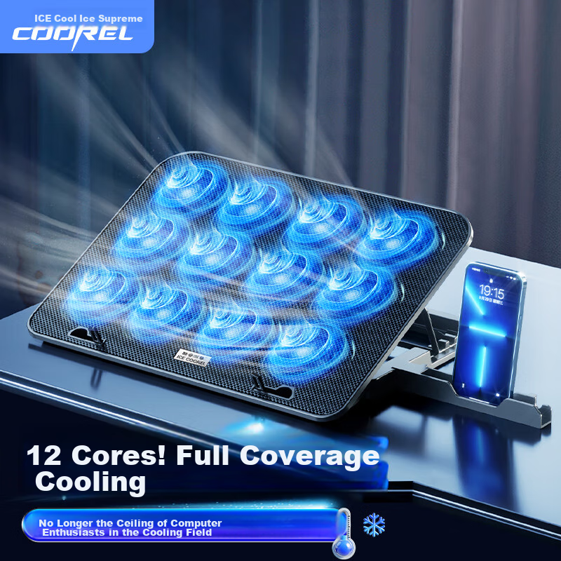 ICE COOREL 12-Core Fan Laptop Cooling Pad A9F