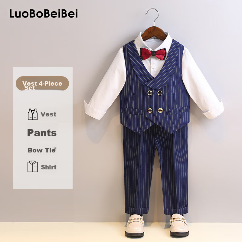 LUOBOBEIBEI Kids' British Striped Vest Performance Costume