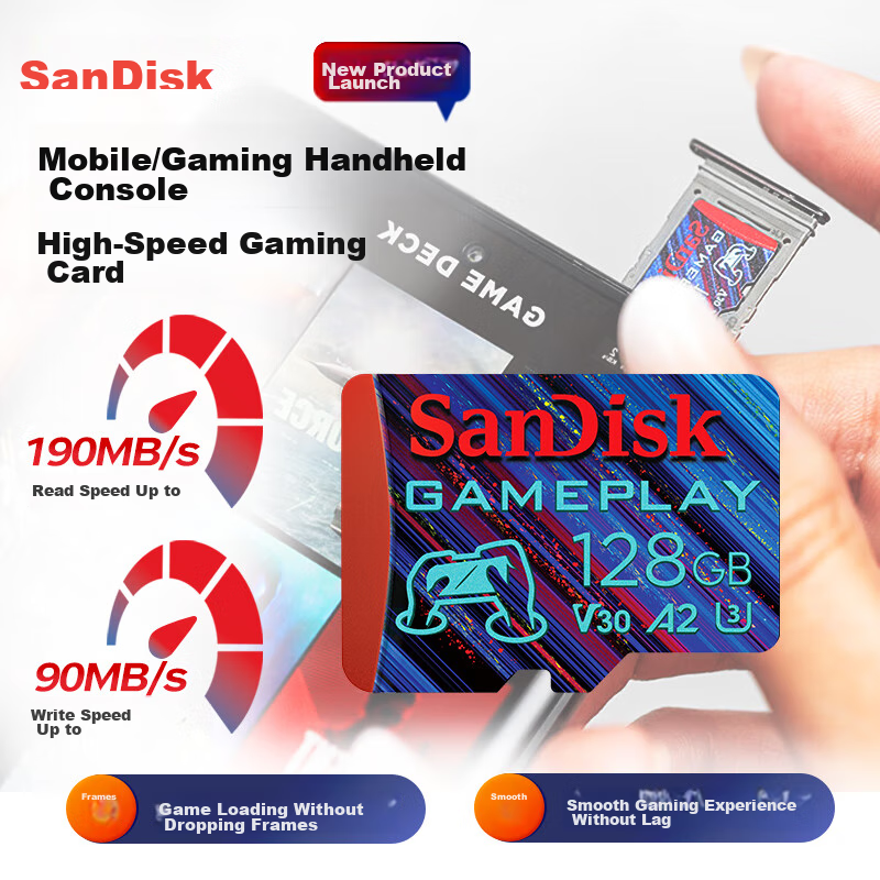 SanDisk 128GB TF Memory Card A2 U3 V30 4K Gaming