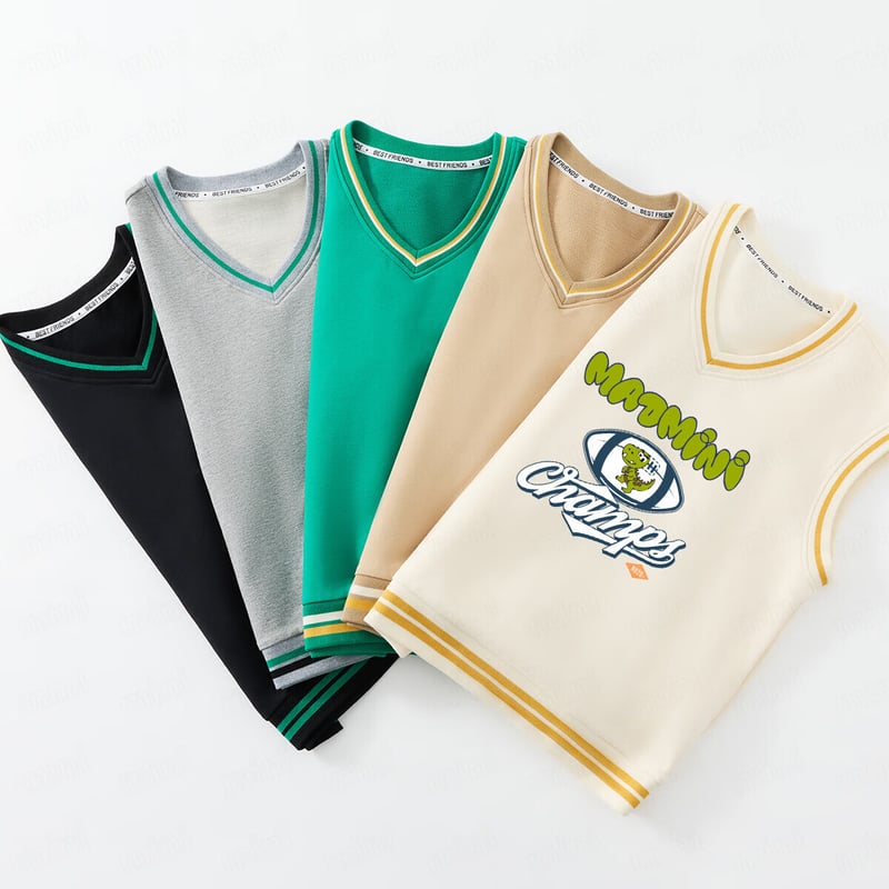 MQDMINI Boys' Vest - Olive Dinosaur Beige