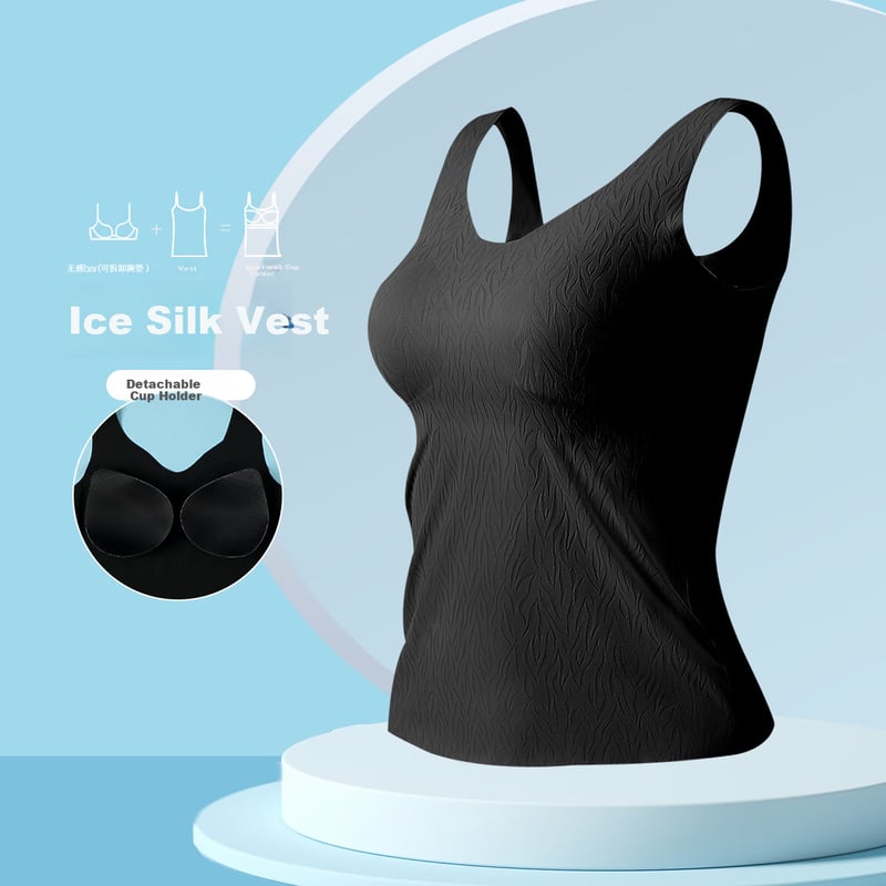Hodo Ice Silk Jacquard Camisole with Chest Pads