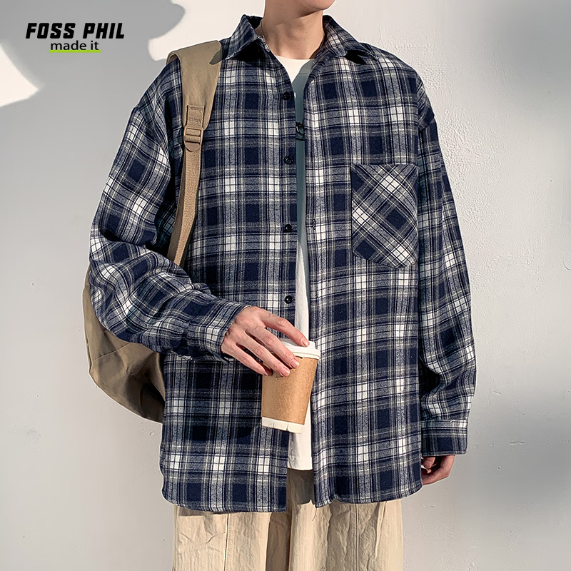 Foss Phil Vintage Plaid Shirt Men's Spring Summer