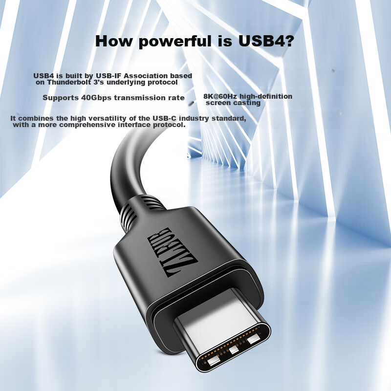 ZLEUE USB4 Type-C Cable - 40G 8K 240W