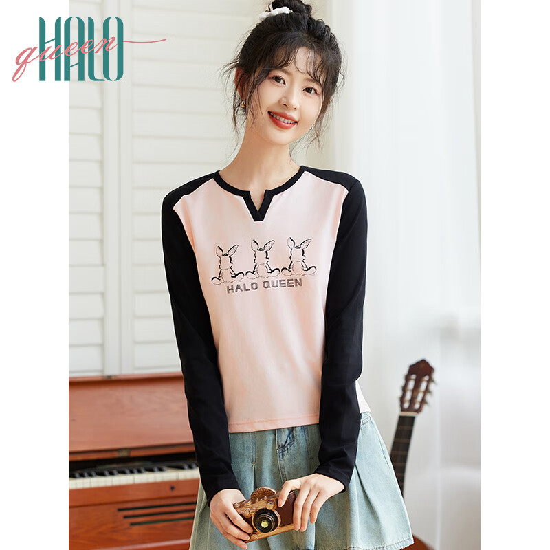 Halo Queen Long-Sleeve T-Shirt - Black
