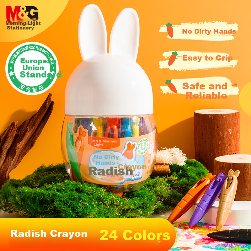 M&G Carrot Rabbit Crayons 24 Colors for Kids