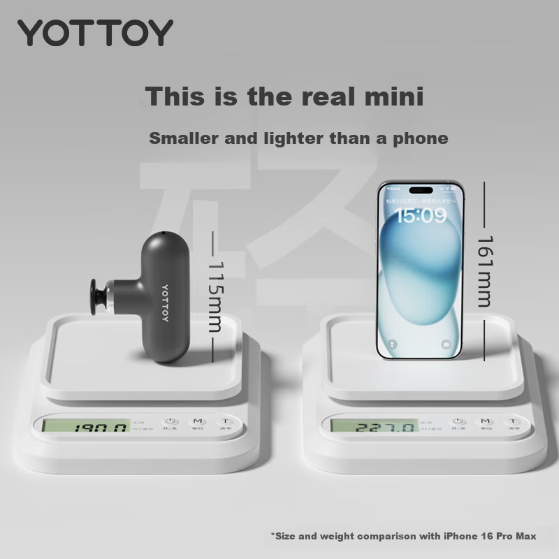 Yottoy Mini Massage Gun - Deep Tissue Massager with 6 Switchable Heads