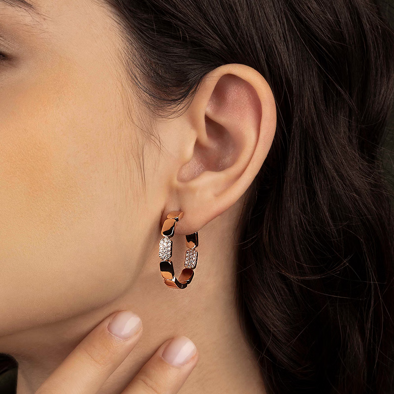 APM Monaco Small Delicate Rose Gold Circular Hoop Earrings
