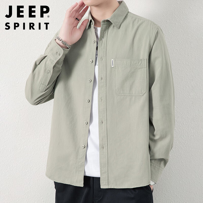 JEEP SPIRIT Men's Long-Sleeve Cotton Shirt