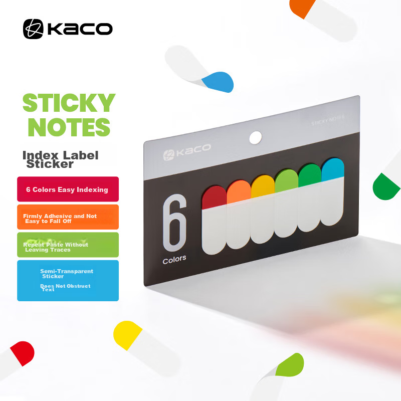 KACO Index Labels - 6 Colors, 20 Sheets