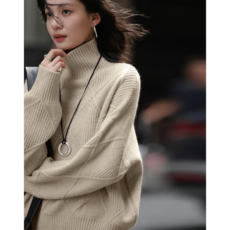 Dme Diamond Pattern Turtleneck Sweater
