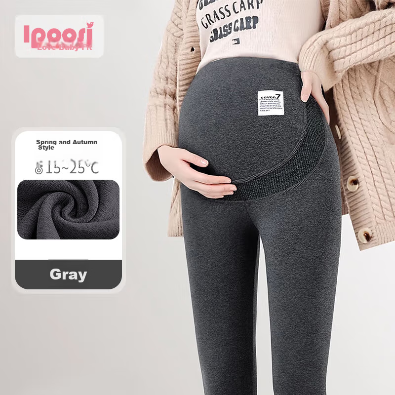 Aibaoshi Cozy Maternity Leggings - Gray [No Fleece]