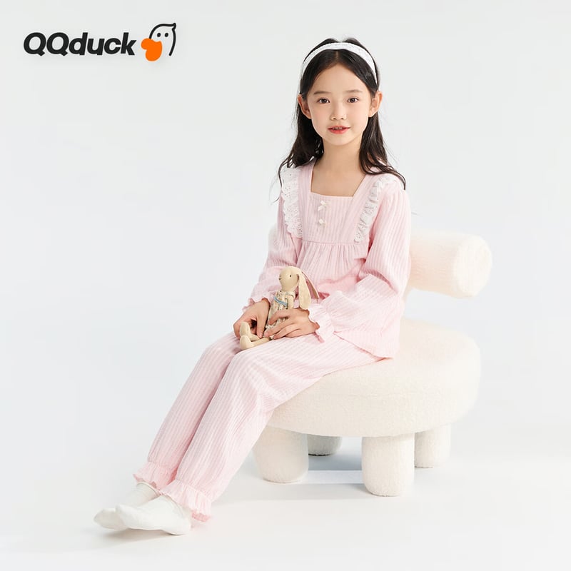 QQ DUCK Girls' Gradient Ruffle Pajamas