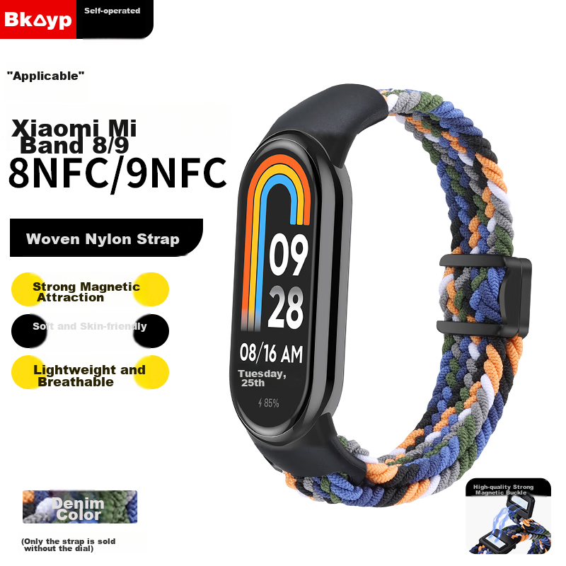Bkayp Denim Braided Strap for Xiaomi Band 9/8