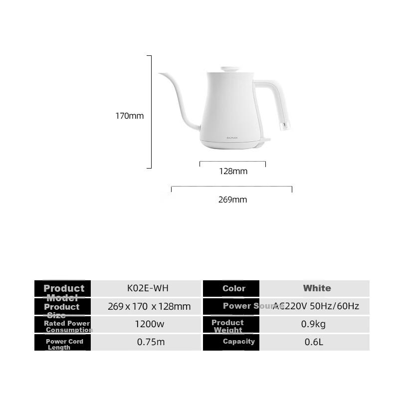 BALMUDA Electric Kettle - Rapid Boil 3 Minutes