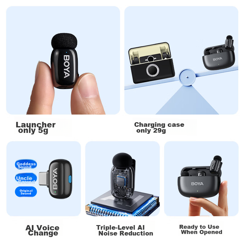 BOYA Mini Wireless Lavalier Microphone for Mobile Live Streaming