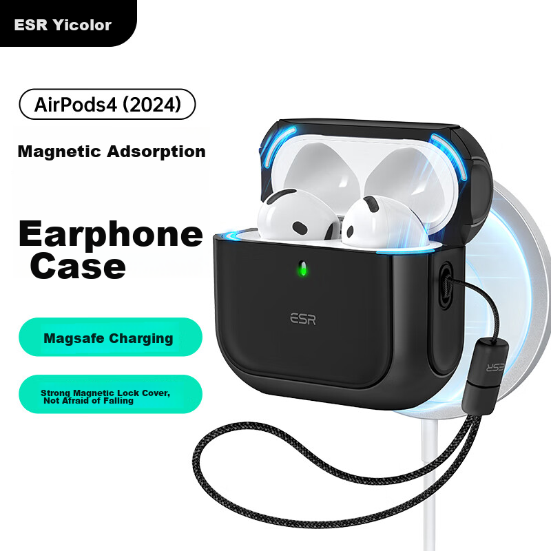 ESR AirPods 4 Case - Moli Black Minimalist Cover