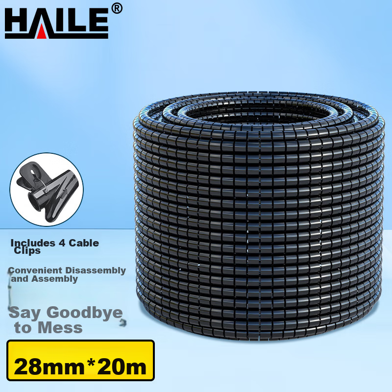 HAILE Cable Management Tube - 20m Black Organizer