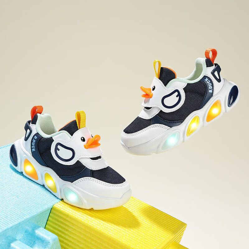 B.Duck Kids Walking Shoes - Light-Up Blue & White