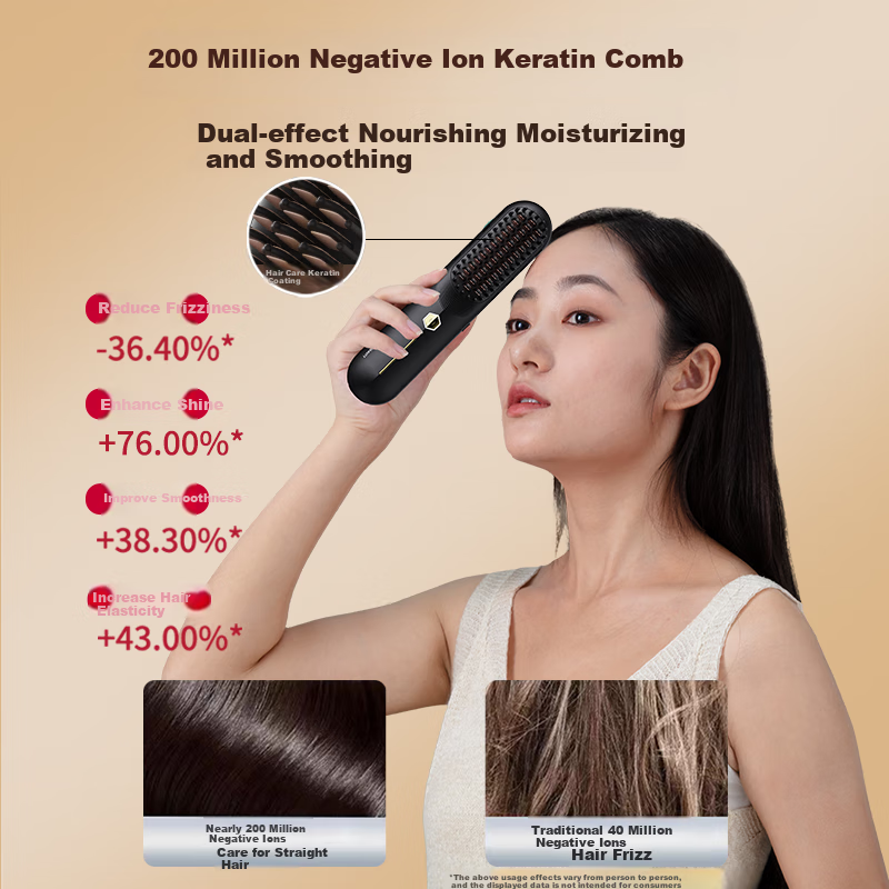 UBelle Wireless Straightening Brush with 200 Million Negative Ions