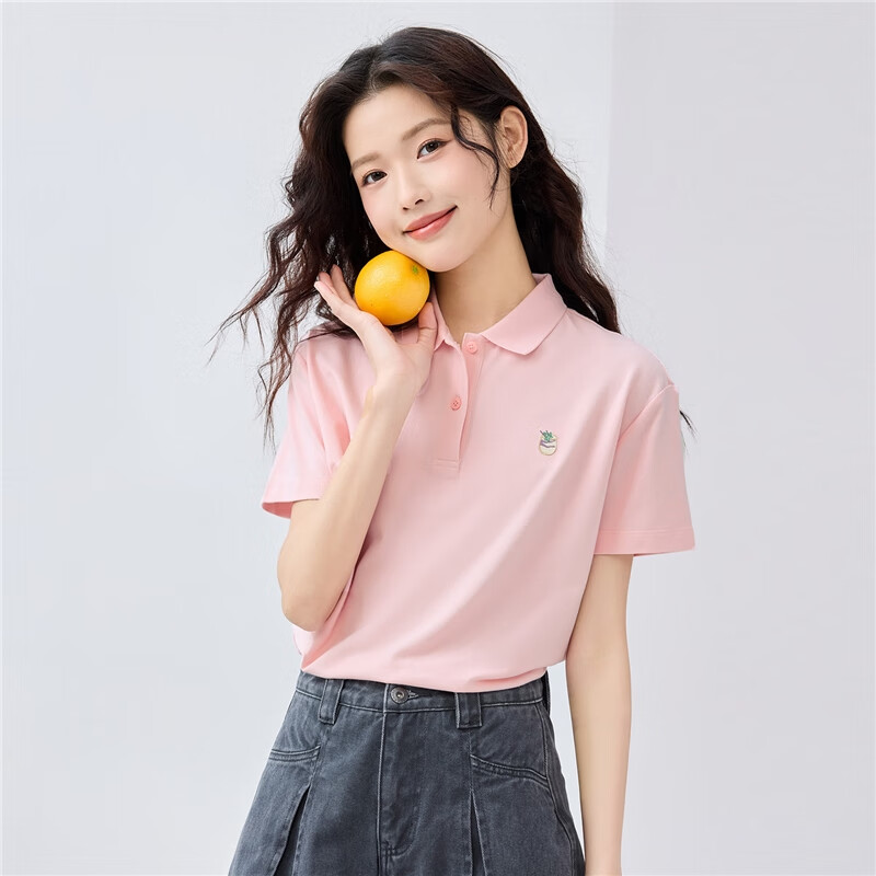 Giordano Women's Short-Sleeve Polo Shirt with Lycra Cotton Pique Fabric