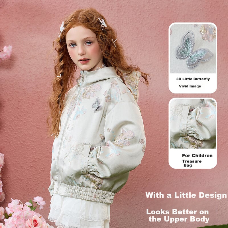 ASK JUNIOR Chinese-Style Chic Girls' Hooded Jacket