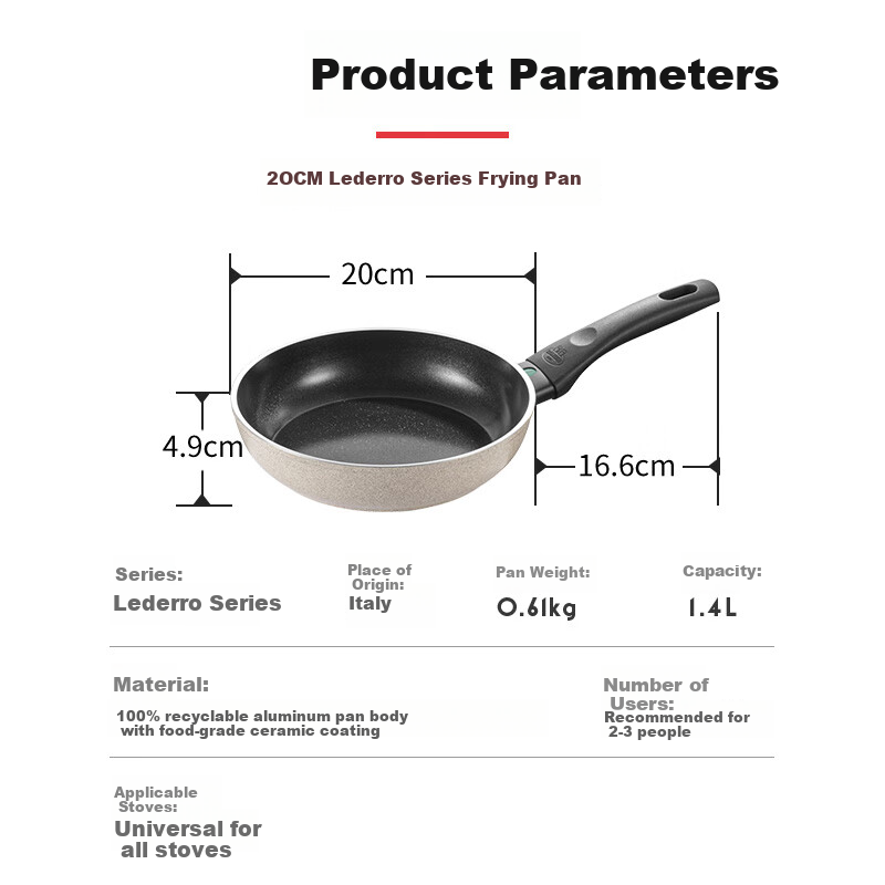 BALLARINI Titanium Ceramic Non-Stick Skillet 20cm