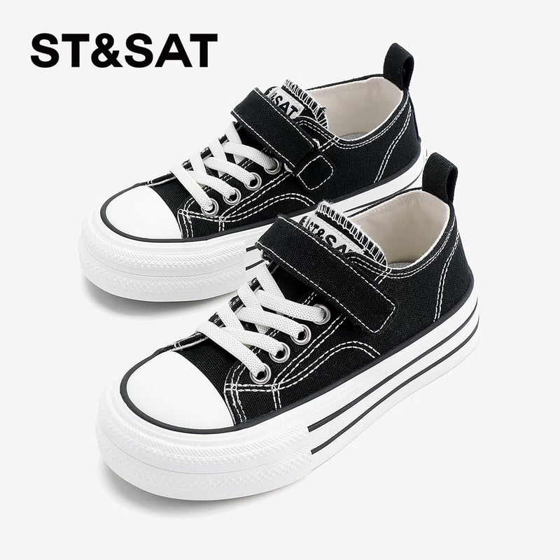 St&Sat Kids Canvas Sneakers - Classic Black