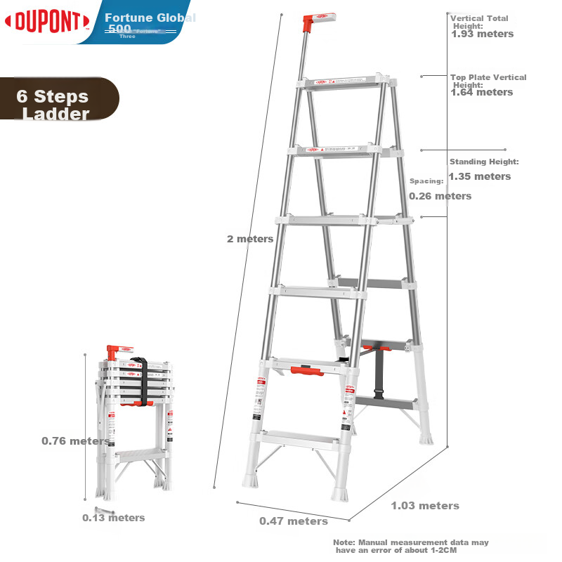 DU PONT [Naiguo Small Cloud Ladder] Folding Aluminum Alloy A-Frame Ladder