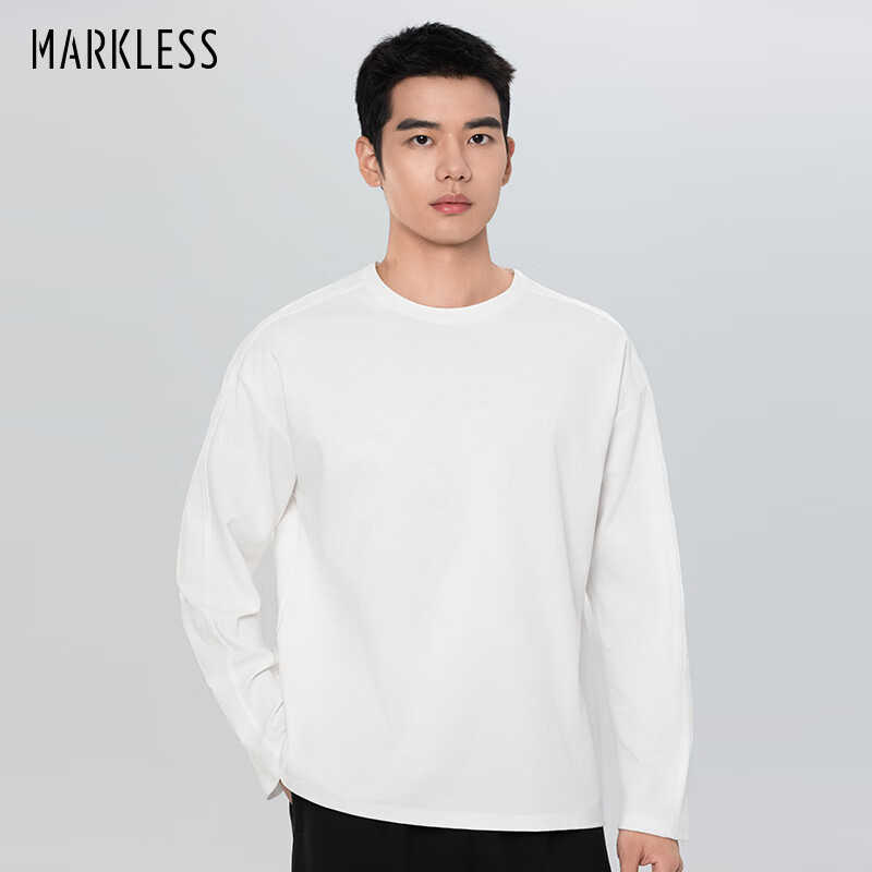 MARKLESS Men's Long Sleeve T-Shirt - Gardenia White