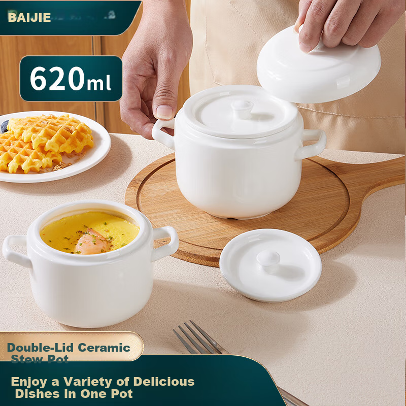 Baijie Ceramic Stew Pot with Double-Layer Insulation