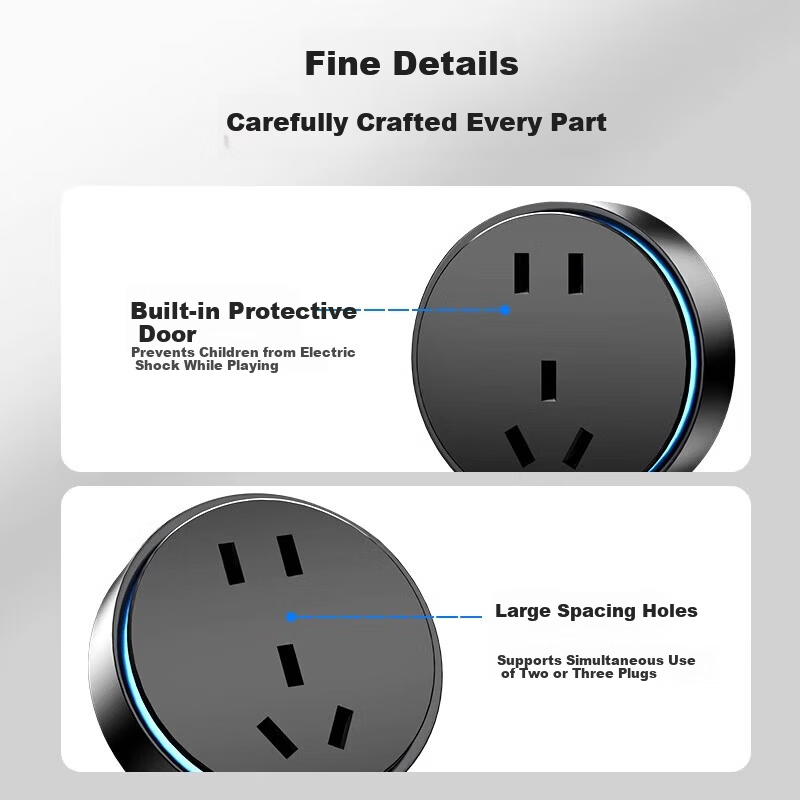 AUX Ultra-thin Track Power Strip Rail Socket