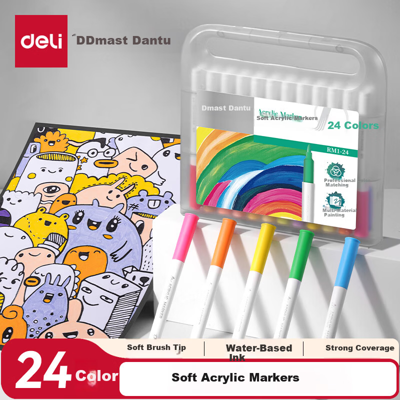 Deli 24-Color Soft Tip Acrylic Markers