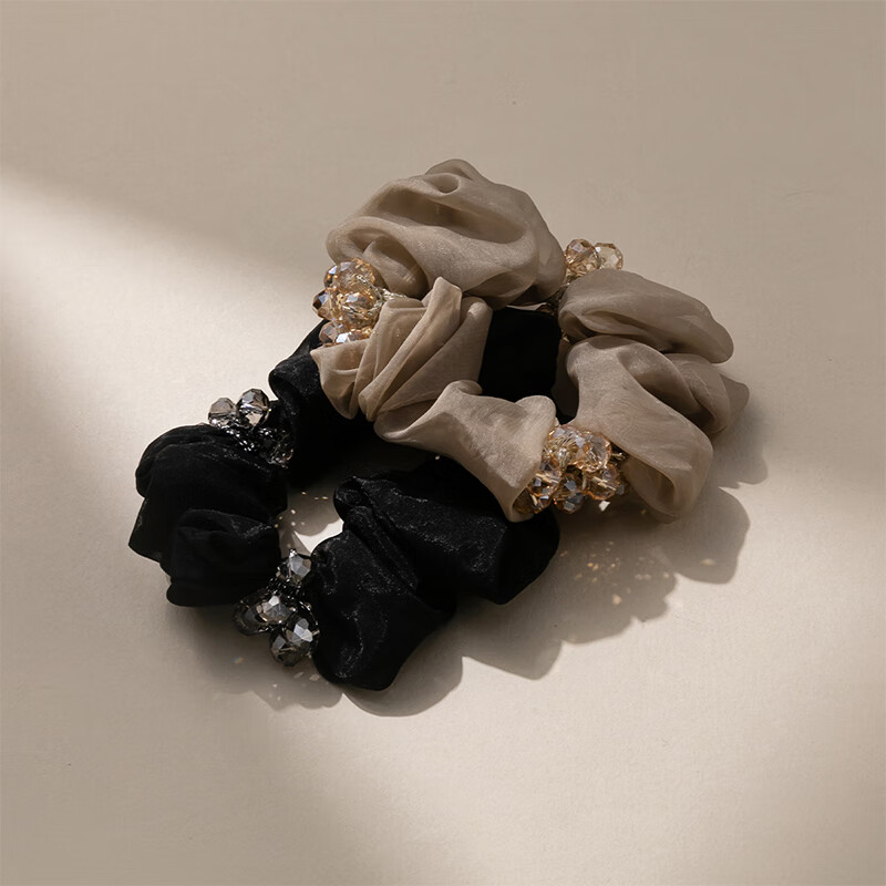 CHIMERA 2-Piece Ponytail Hair Ties, Luxurious Black + Brown Set