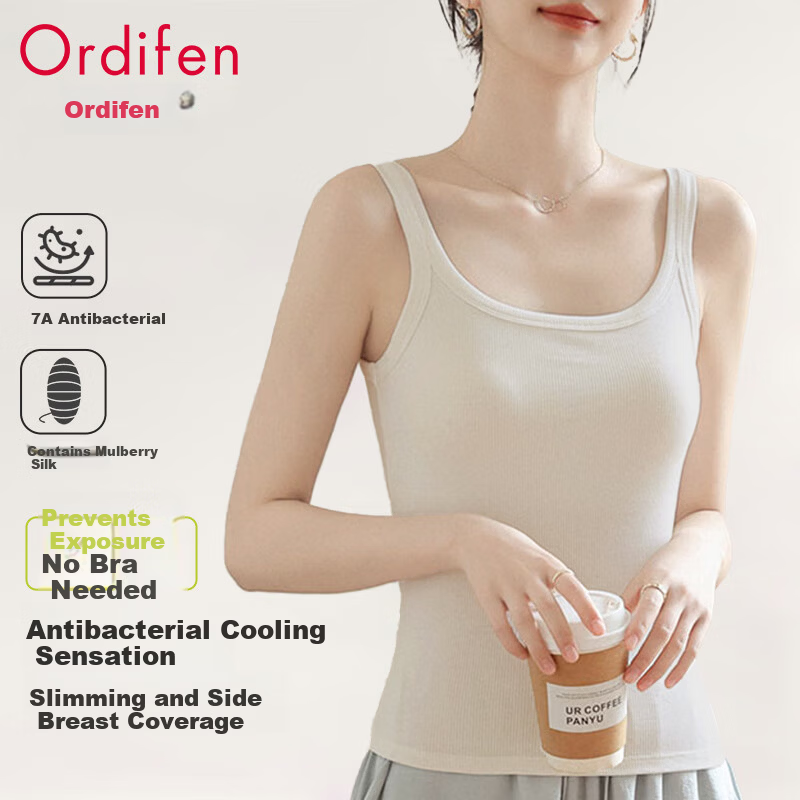 Ordifen Women's Silk Camisole with Bra Padding