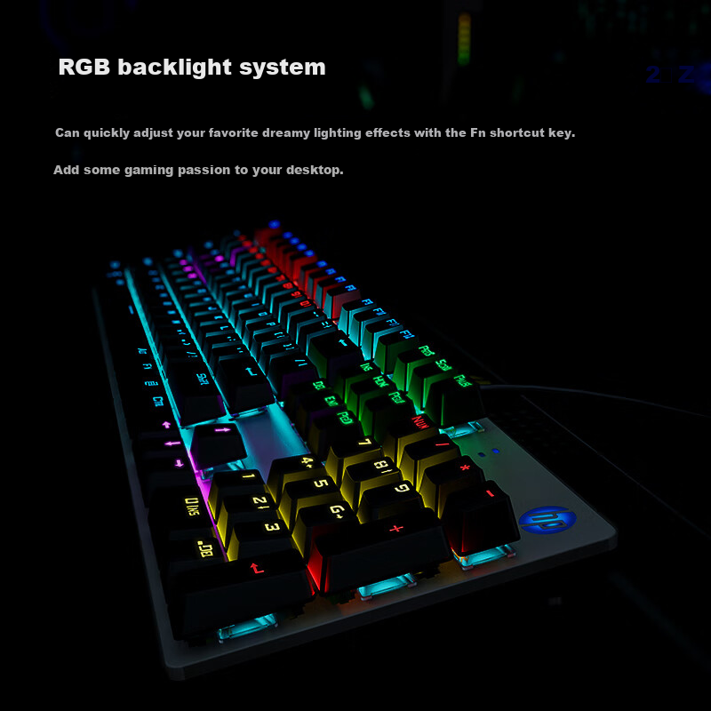 HP GK400F Mechanical Keyboard - Gun Black Mixed Light - Blue Switch