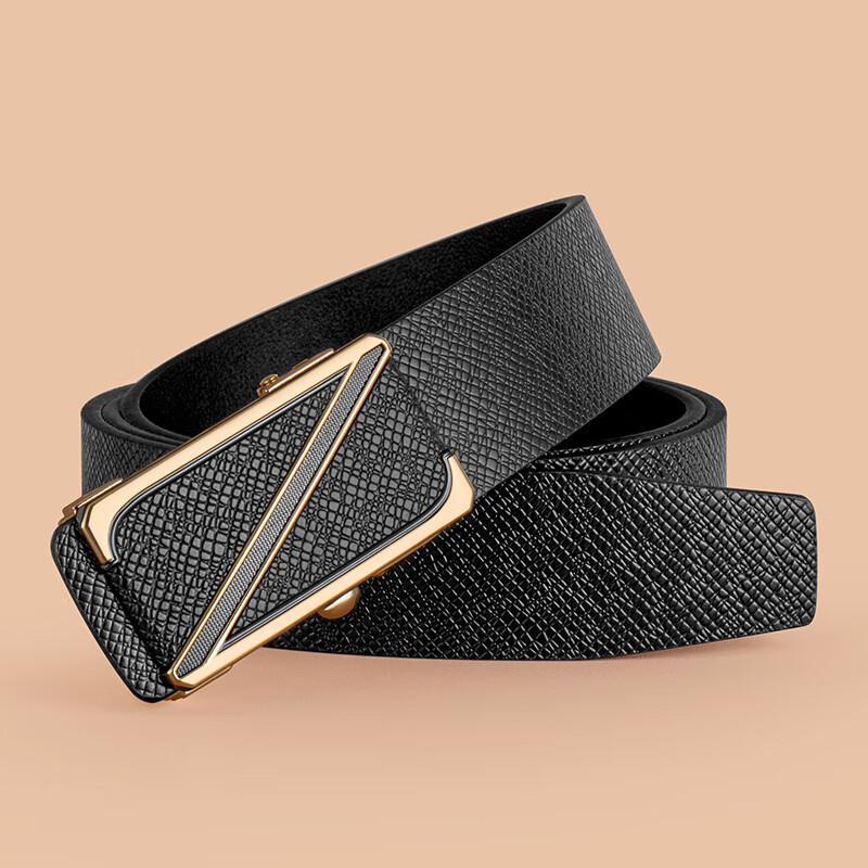 COW Men's Belt - Elegant Black with Gold Clasp