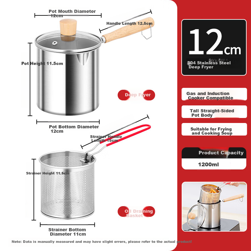 KEGOO Stainless Steel Fryer with Oil Strainer